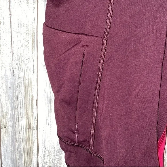 Athleta Maroon & Red High Rise 3/4 Length Leggings - Picture 3 of 6